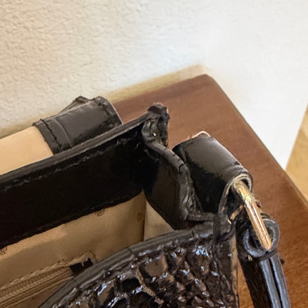 Kate Spade Black Croc Embossed Double Buckle Shoulder Crossbody Bag - Picture 12 of 16